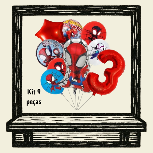 Kit 9 Balões Homem-Aranha e Seus Amigos